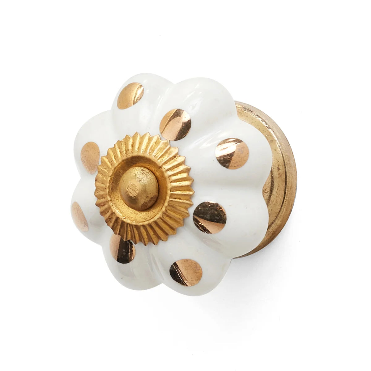 Melon Knob Cera Dots White/Gold