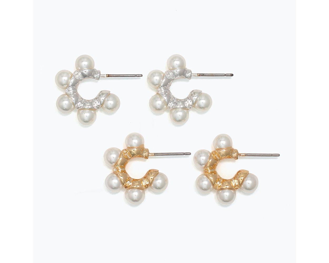 Duo Pearl Studded Hoops