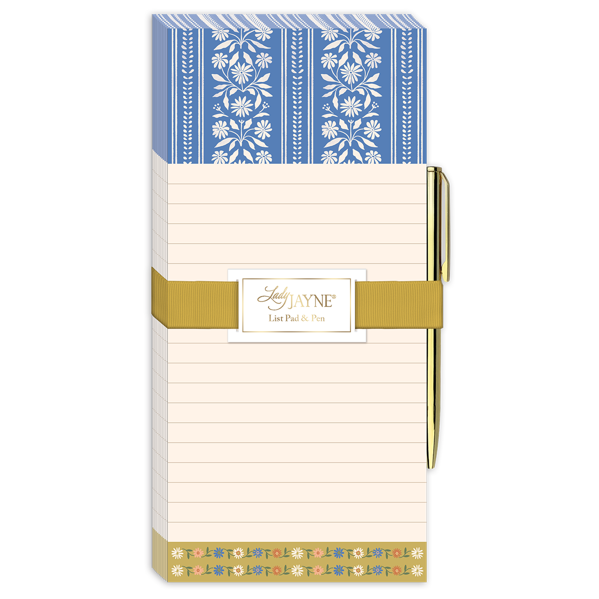 Blue Stripe Magnetic List Pad with Pen