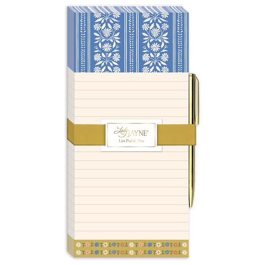 Blue Stripe Magnetic List Pad with Pen