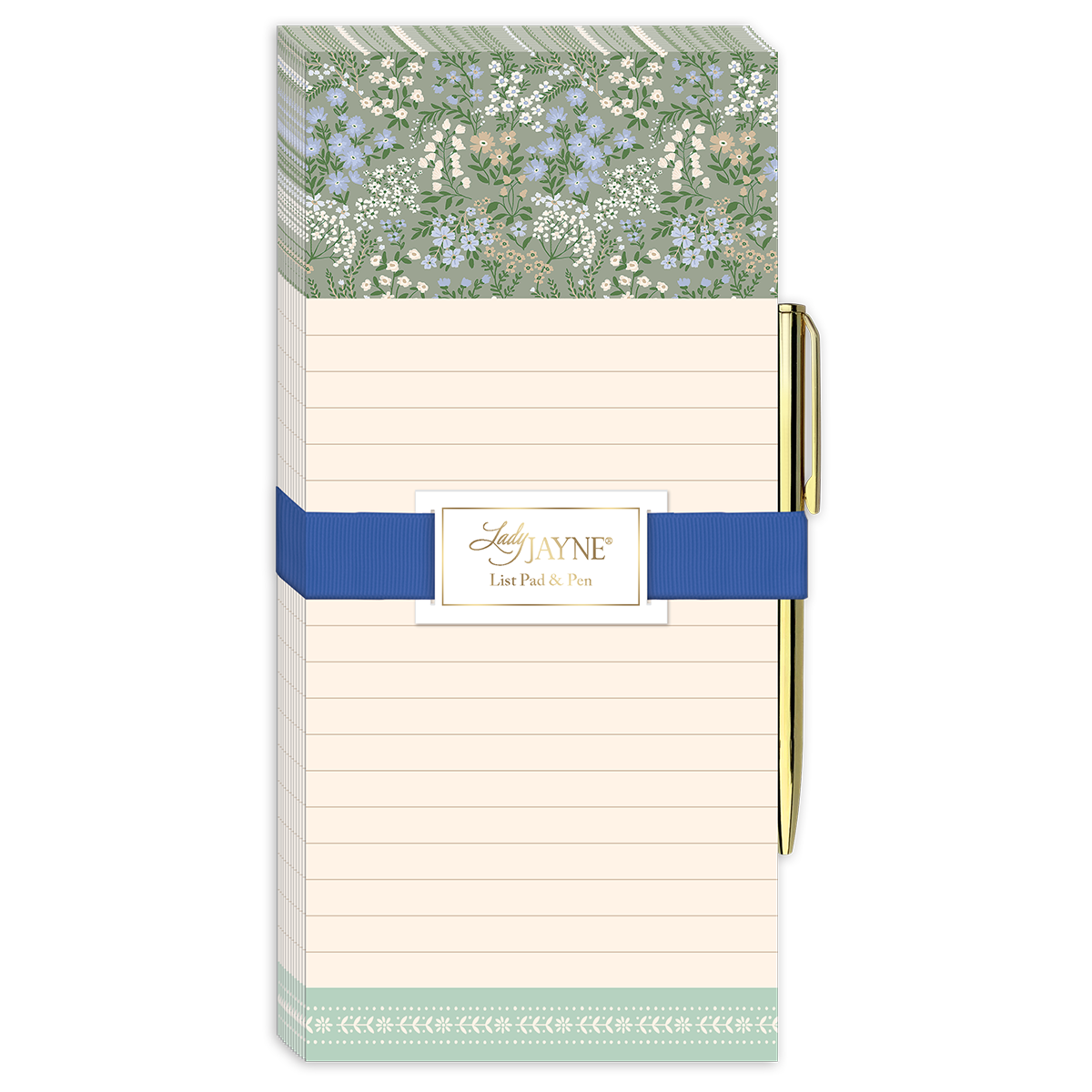 Sage Ditsy Magnetic List Pad with Pen
