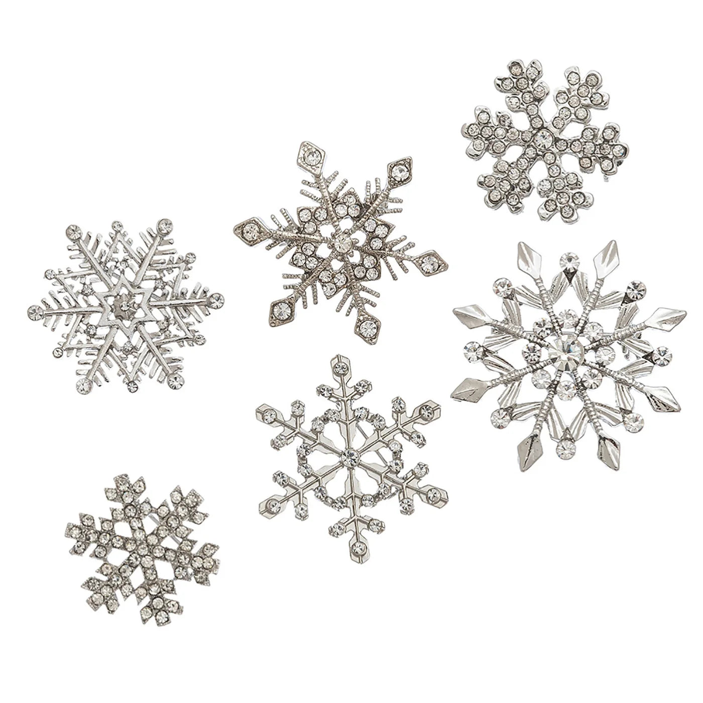 Howards Silver Rhinestone Snowflake Pins