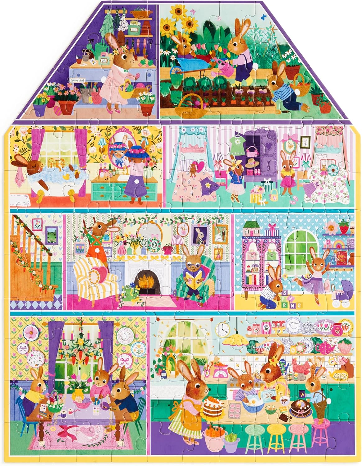 Cottontail Cottage 100 Piece House-shaped Puzzle – Emma Downtown