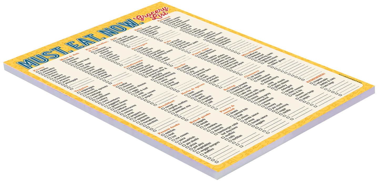 Must. Eat. Now. Grocery List Note Pad