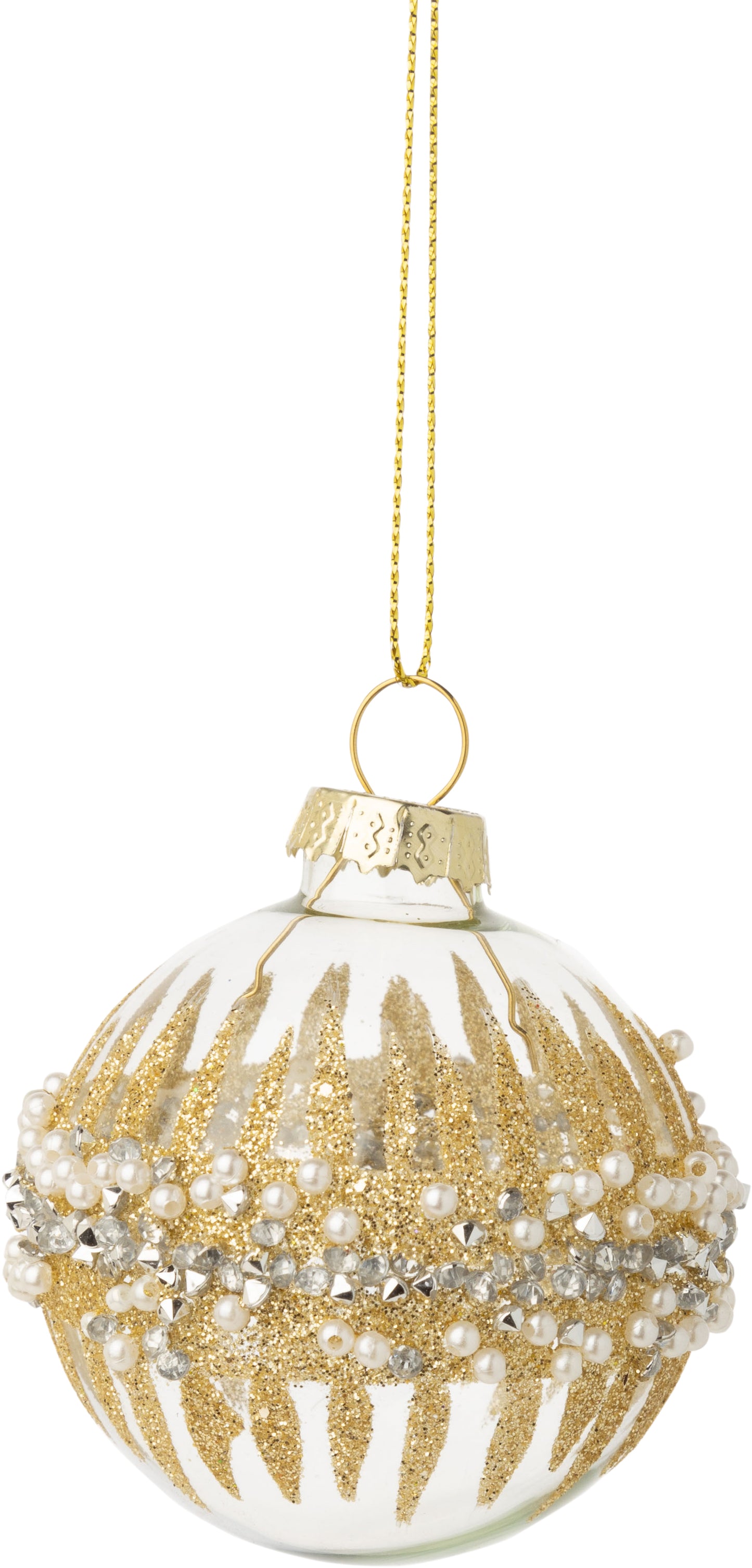 Glass Ball Ornament With Pearls