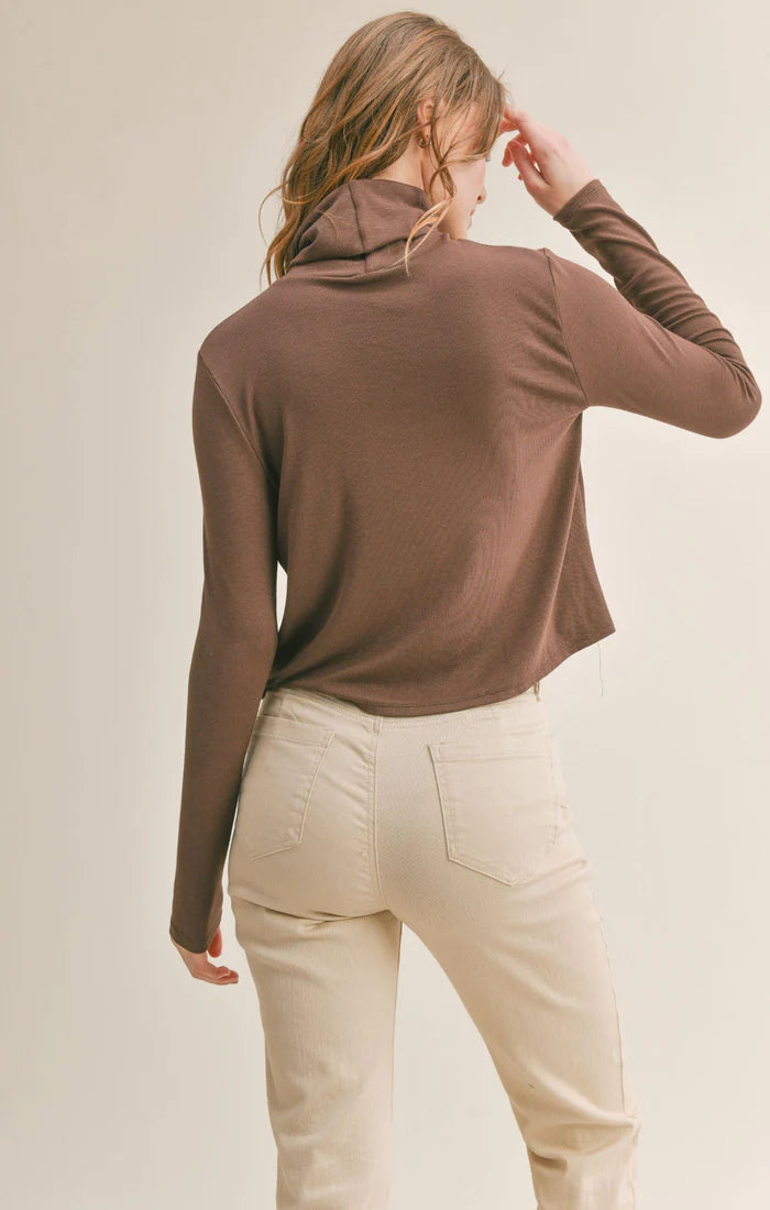 Sadie & Sage S'Mores Turtleneck Top Chocolate