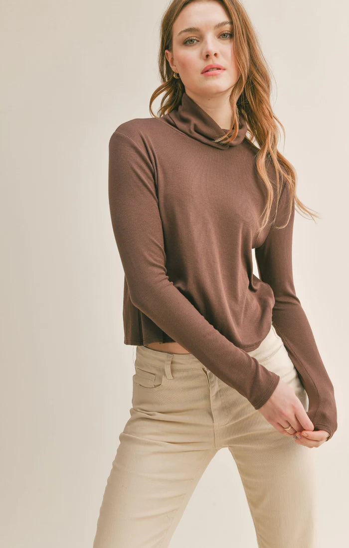 Sadie & Sage S'Mores Turtleneck Top Chocolate