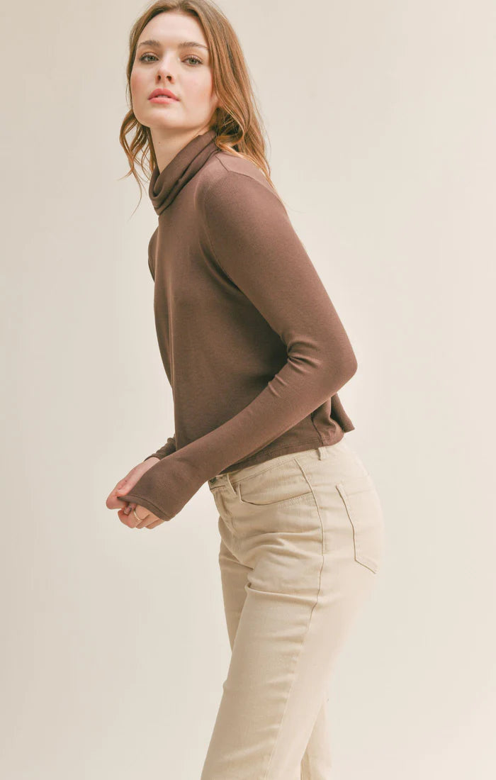 Sadie & Sage S'Mores Turtleneck Top Chocolate