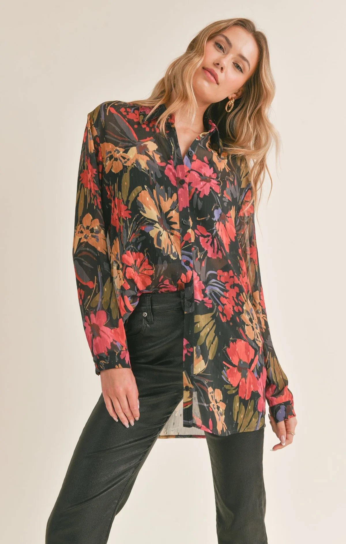 Sadie and Sage Among The Stars Button Down Woven Top
