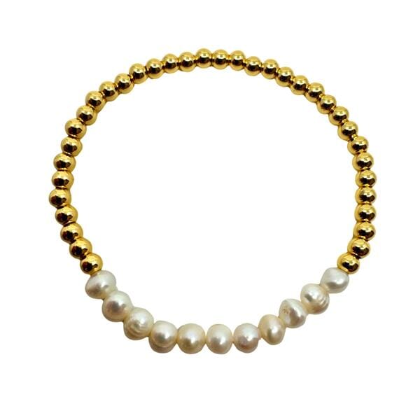Athena Designs Beaded Bracelet: Gold and Pearls