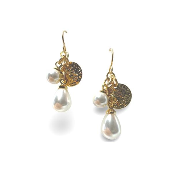 Athena Designs Cluster Earrings: Pearls and Coin Charm