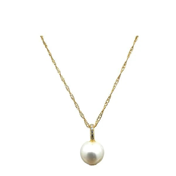 Pearl With CZ Pendant Necklace
