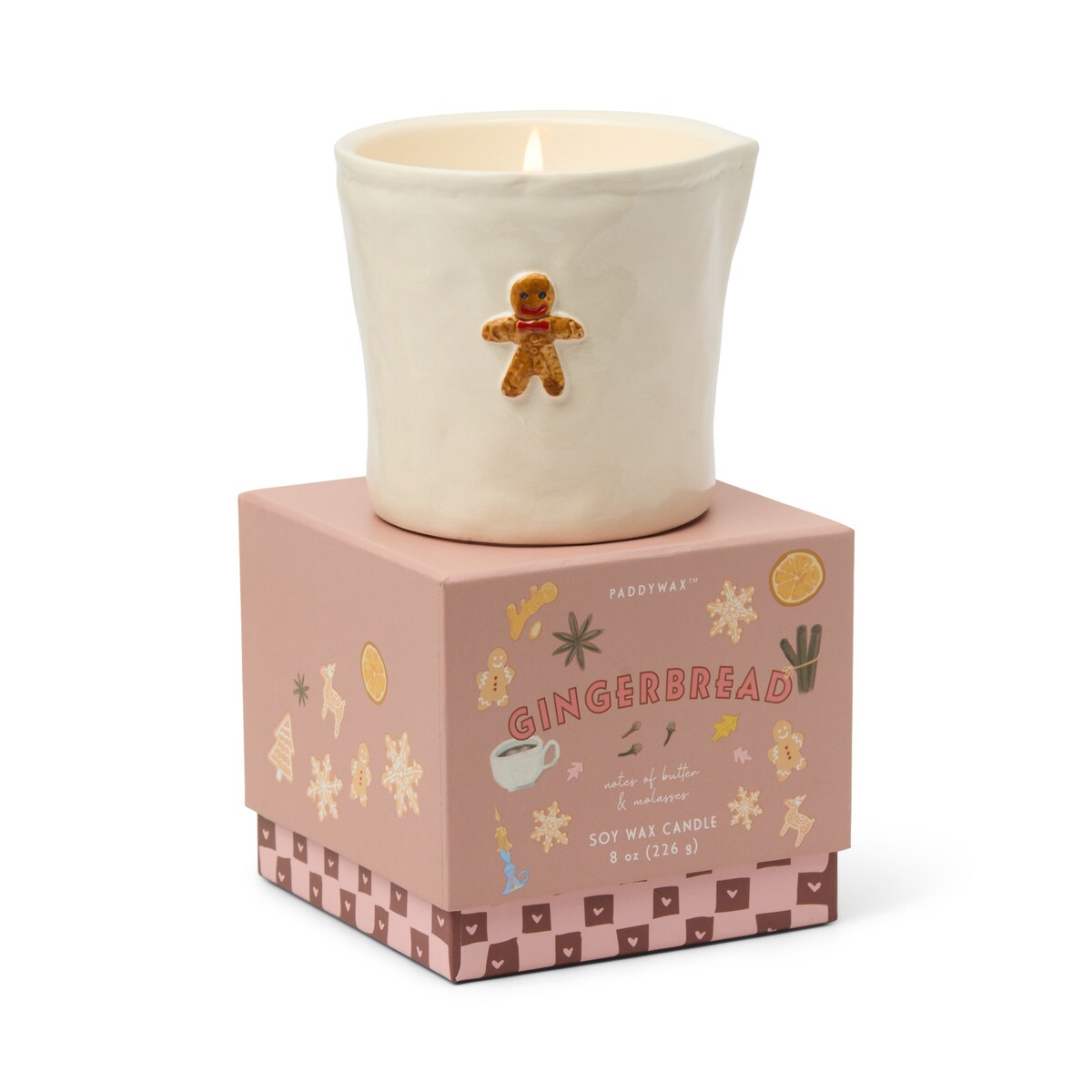 Bistro 8 oz White Ceramic With Embossed Gingerbread