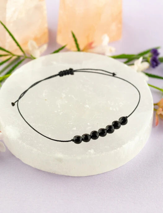 Black Onyx Hummingbird Adjustable Bracelet for Stress Relief