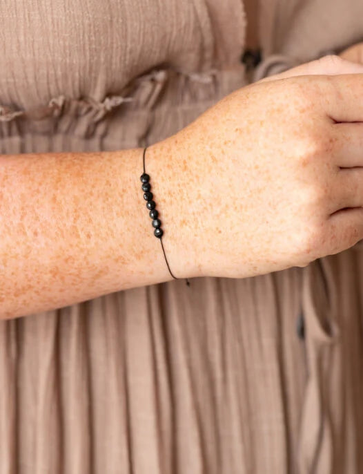 Black Onyx Hummingbird Adjustable Bracelet for Stress Relief