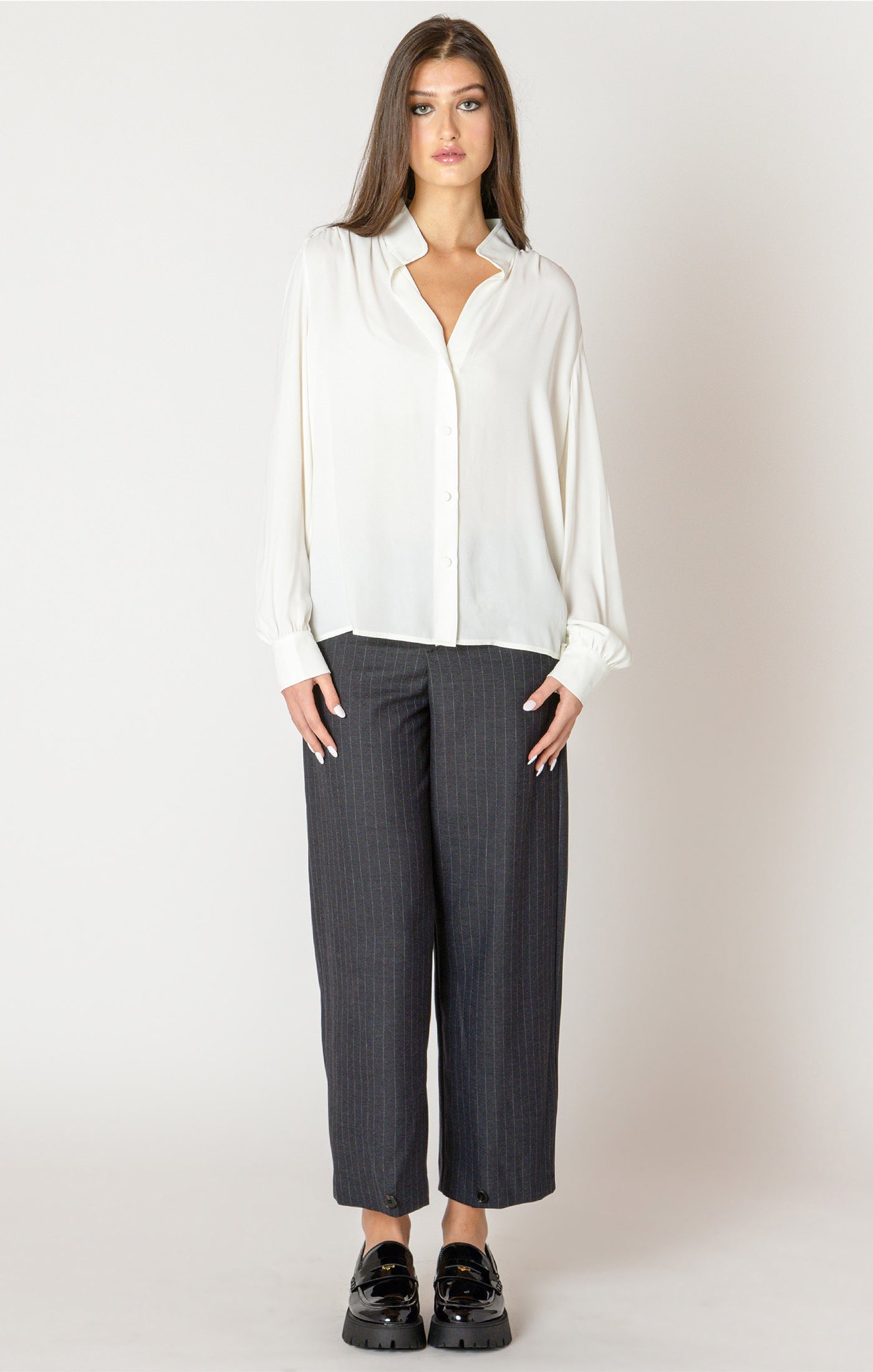 Black Tape Button Hem Pant