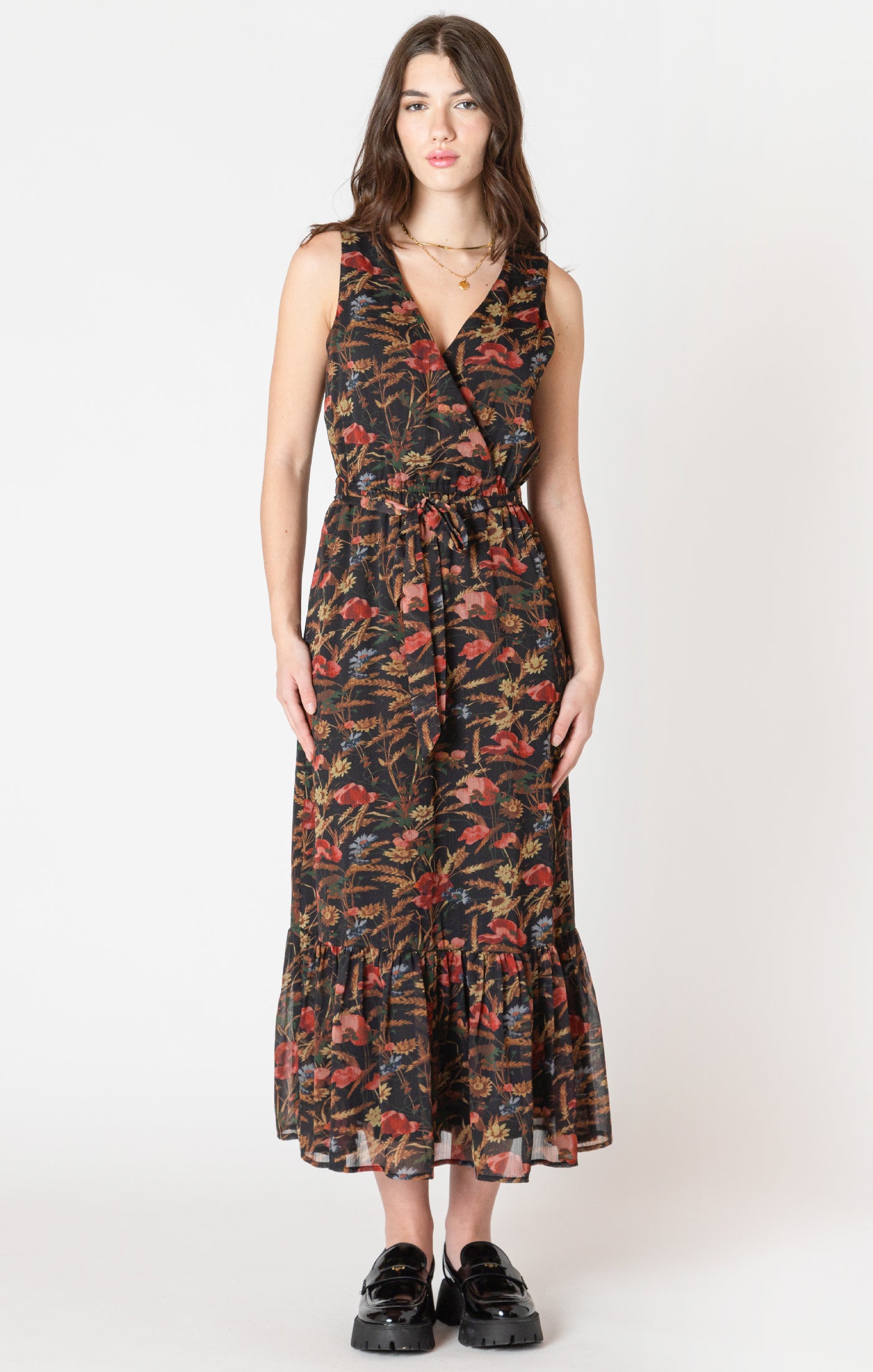 Black Tape Wrap Maxi Dress