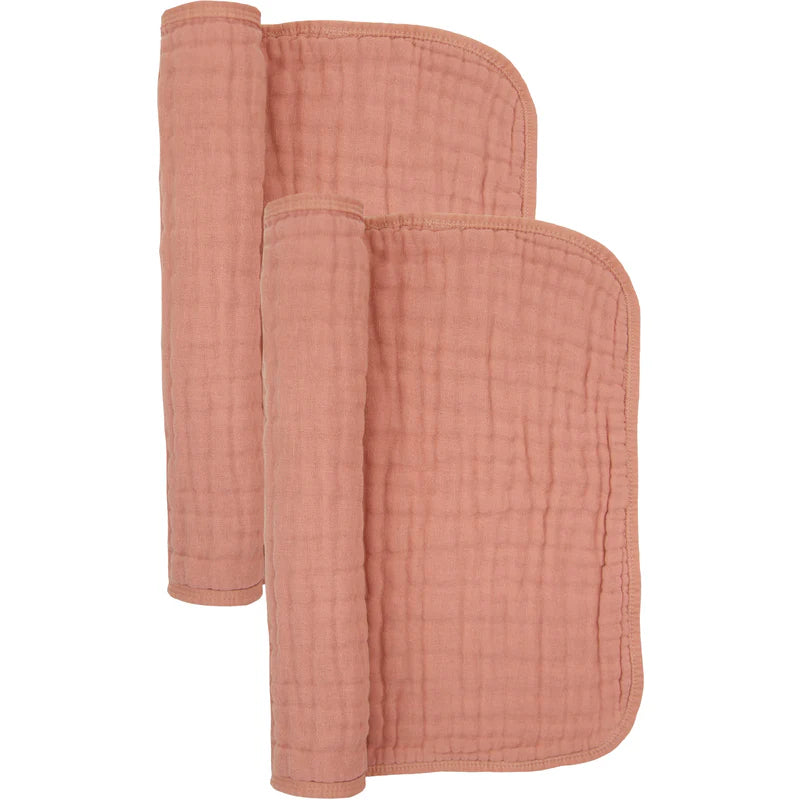 Lou Lou Cloud Muslin Burp Cloth 2 Pack Rose
