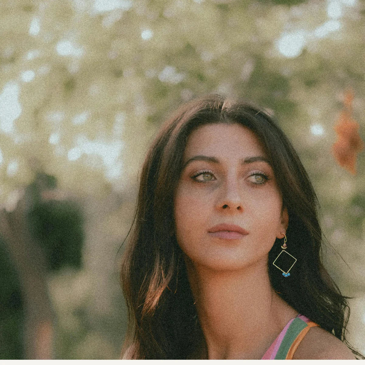 Gold Diamond With Turquoise And Sunstone Earrings