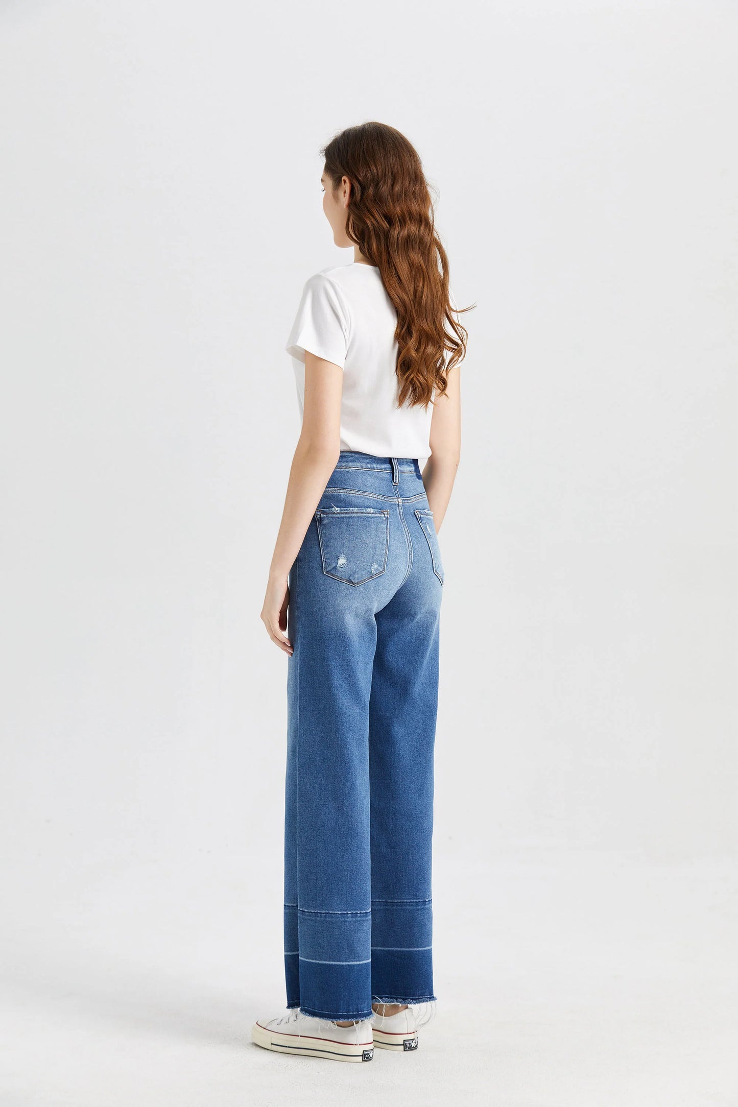 Bayeas High Rise Layered Wide Leg Jean