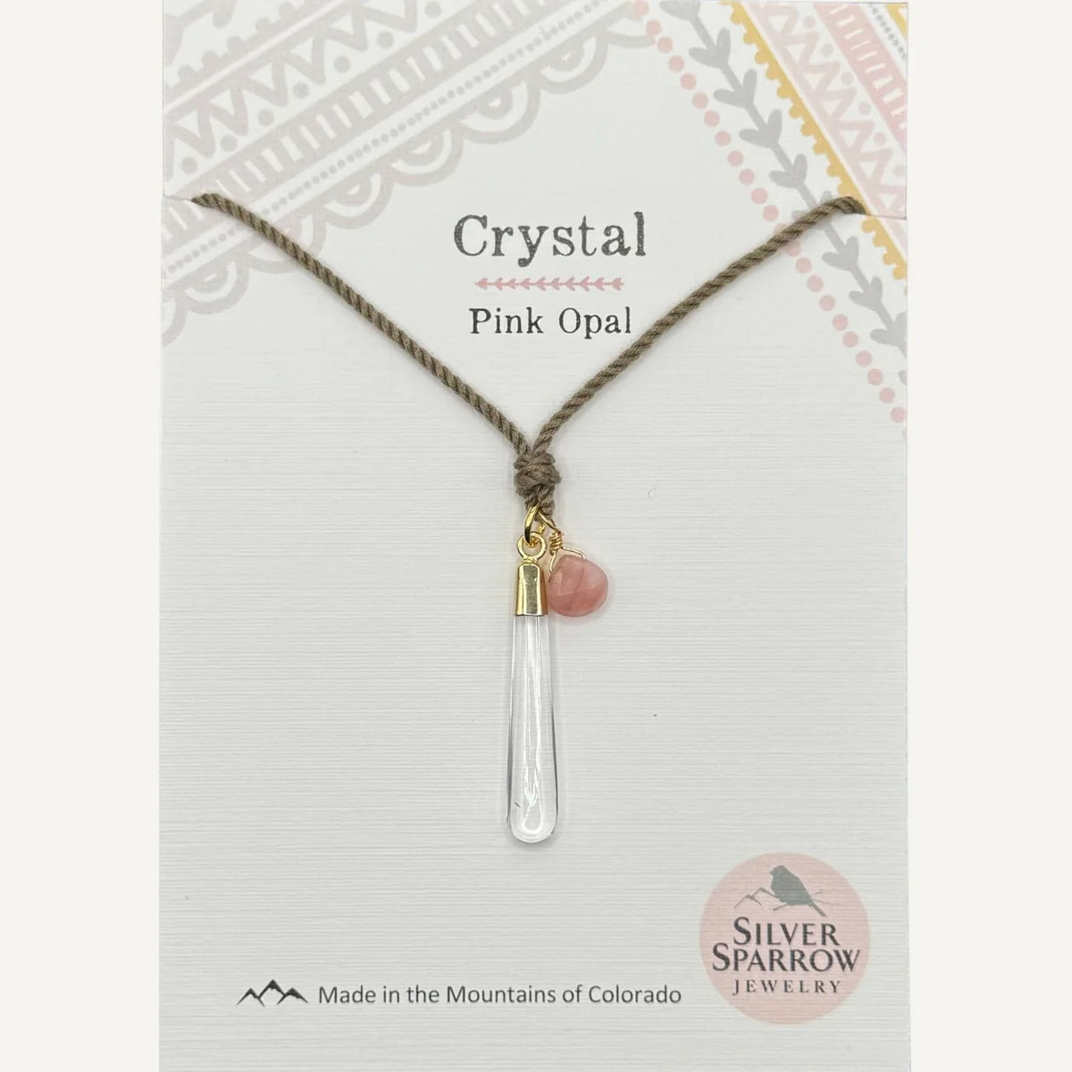 Crystal With Pink Opal Necklace