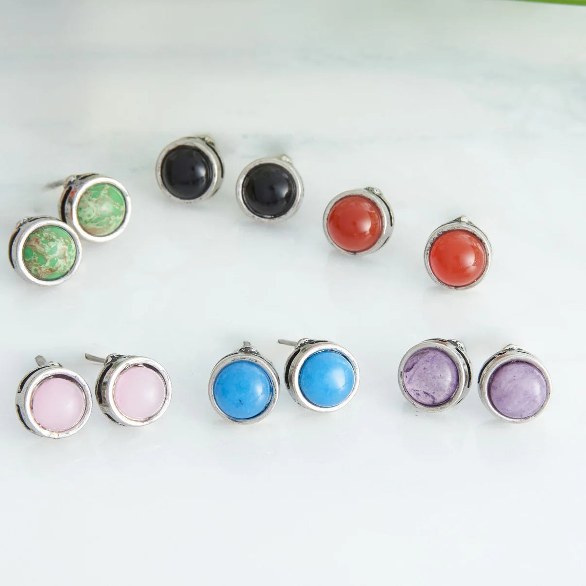 Dahlia Genuine Stone Stud Earring Assortment