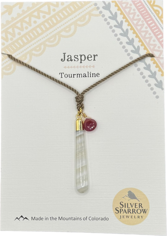 Jasper With Tourmaline Fancy Drop Necklace