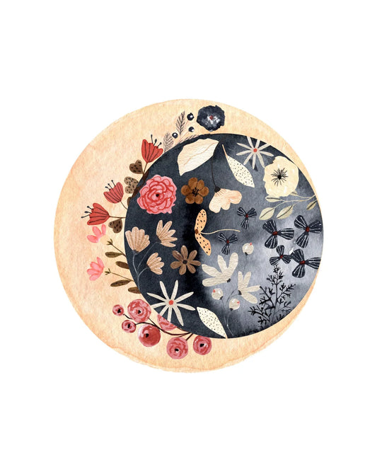 Floral Moon Sticker