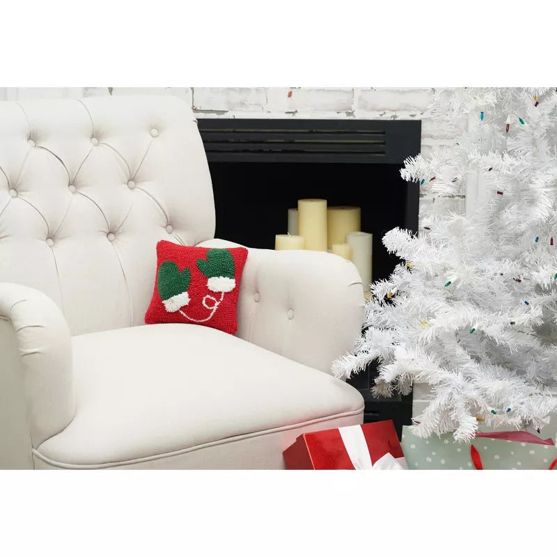 Mittens Hooked Throw Pillow