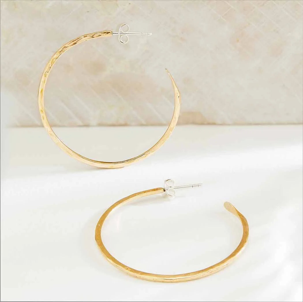 Gold Hammered Hoops
