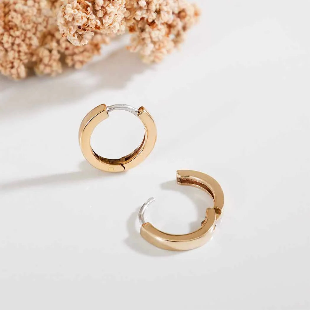 Golden Tiny Thick Huggie Earrings