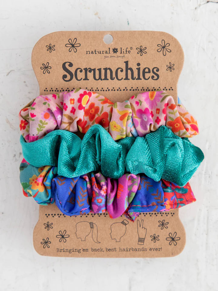 Hair Scrunchies, Set of 3 - Rainbow