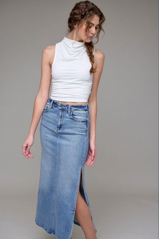 Hidden Peyton Midi Skirt With Side Slit