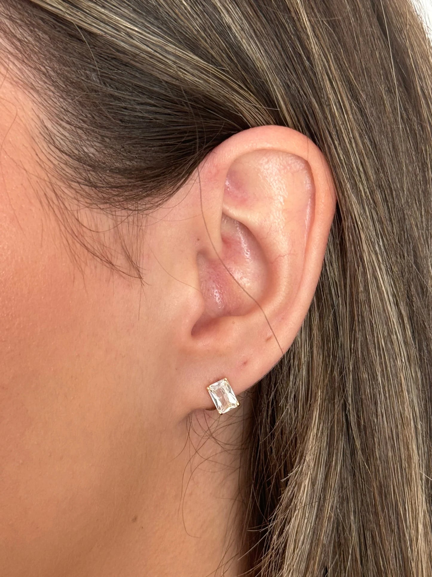 Athena Designs Crystal Baguette and Gold Vermeil Studs