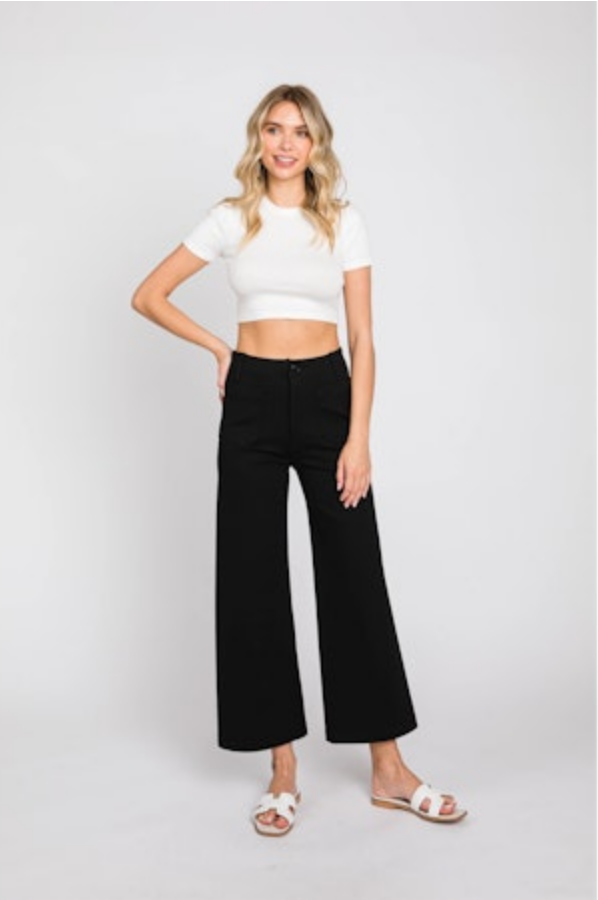 L.T.J. Cropped Wide-Leg Ponte Pant