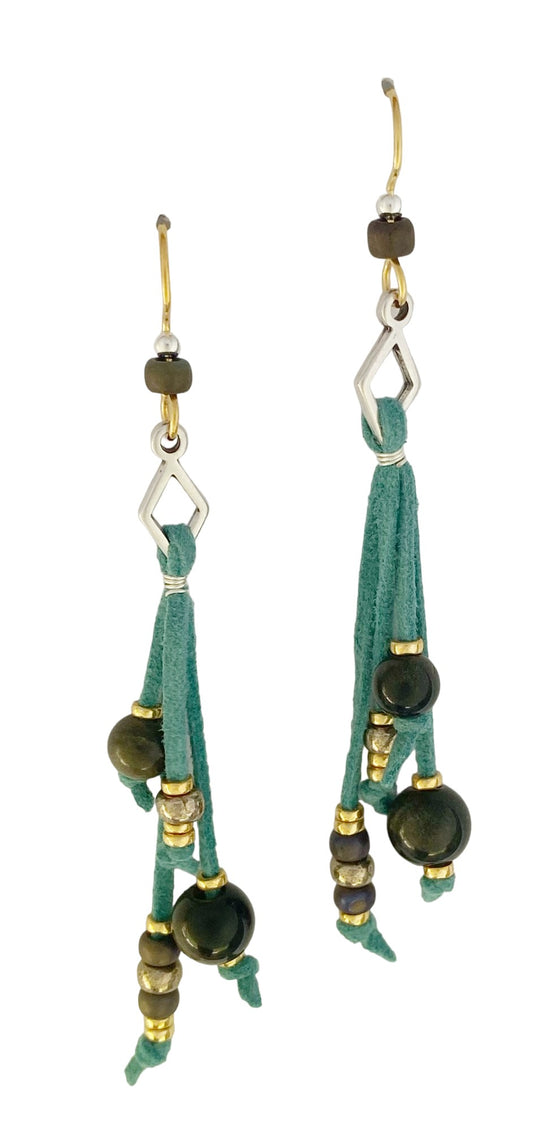 Suede With Obsidian Earrings
