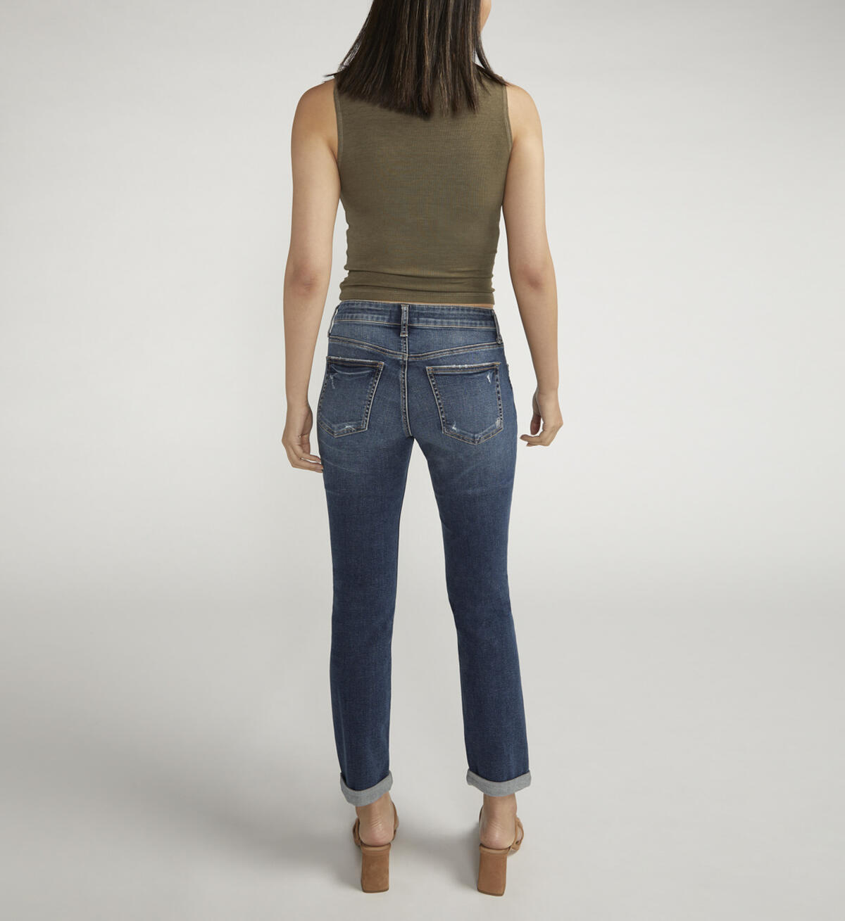 Silver Boyfriend Mid Rise Slim Leg Jeans