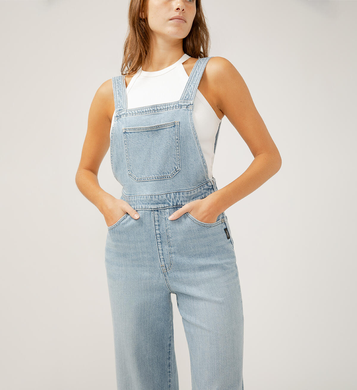 Silver Wide Leg Overall Jeans