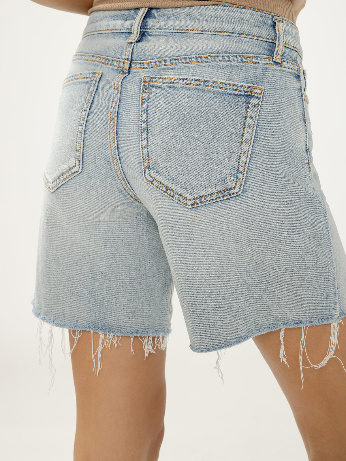 Silver Suki Mid Rise Long Shorts