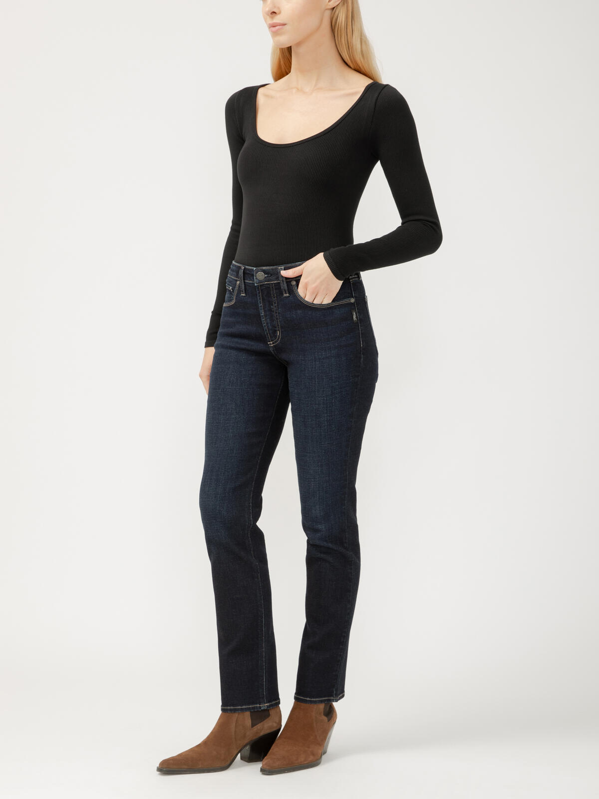 Silver Most Wanted Mid Rise Straight Leg Jeans