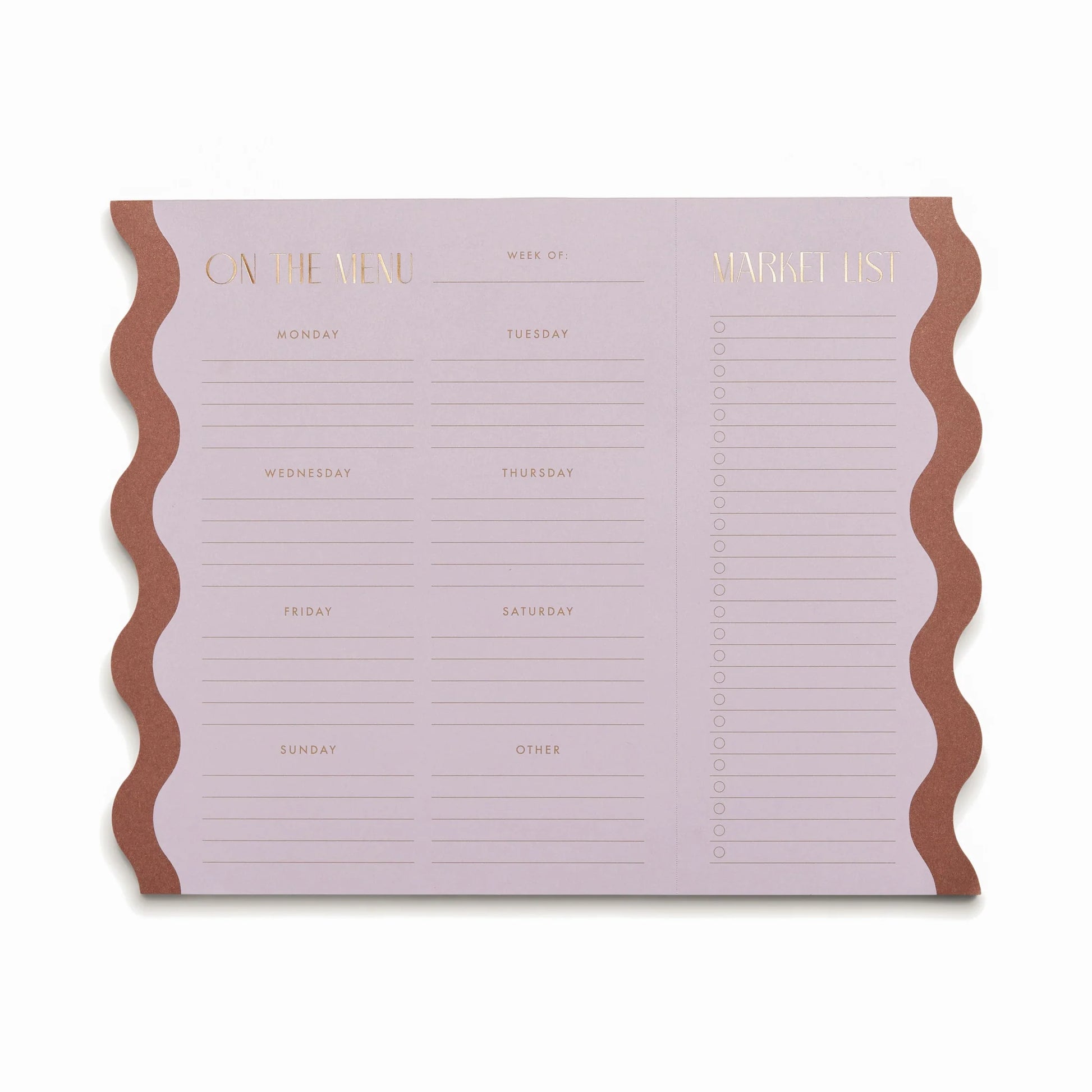 Meal Planner Notepad with Magnets - Lilac + Nutmeg