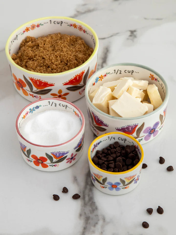 Ceramic Nesting Measuring Cups - Rainbow Floral