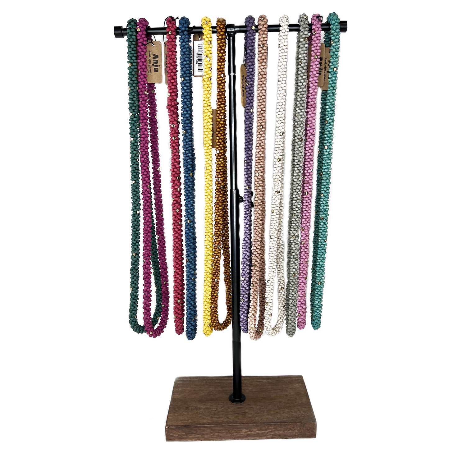 Chromatic Hues Wood Bead Rope Necklace