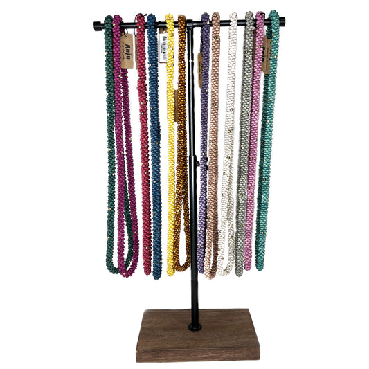 Chromatic Hues Wood Bead Rope Necklace