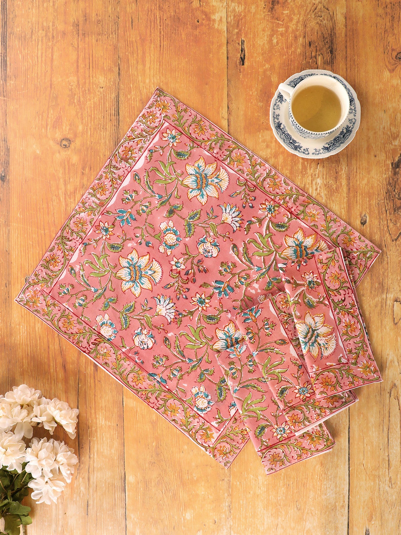 April Cornell Blossom Block Print Napkin Set of 4