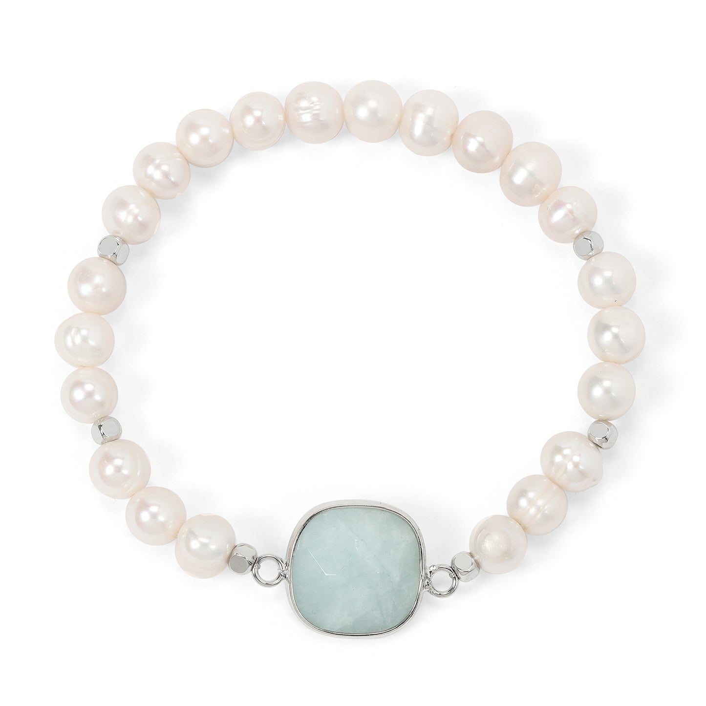 Pearl and Faceted Aquamarine Bracelet
