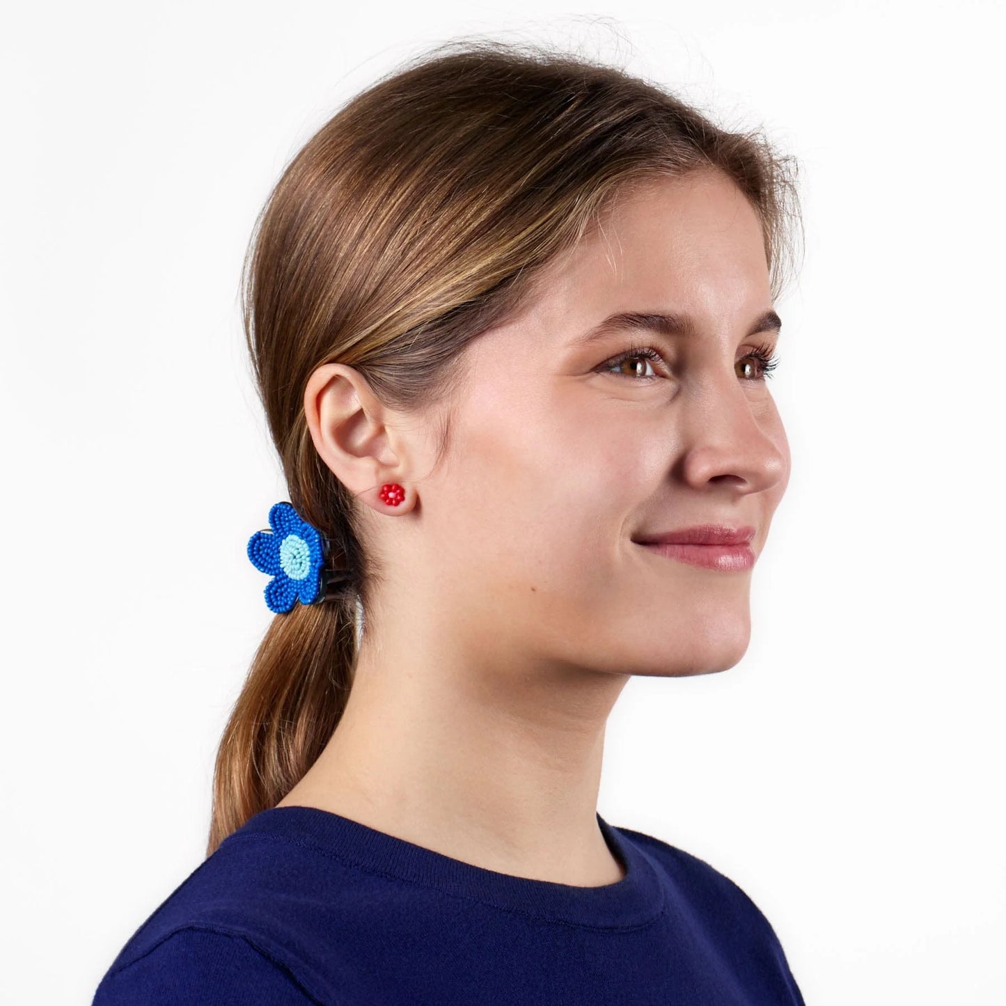 Tina Flower Earrings Trio Set Lapis, Pink + Kelly Green