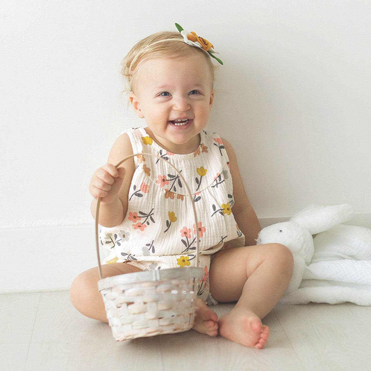 Sleeveless Muslin Romper - Floral