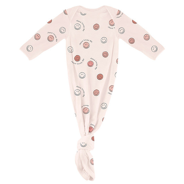 Knotted Gown - Jesus Loves Me Pink 0-3 mo
