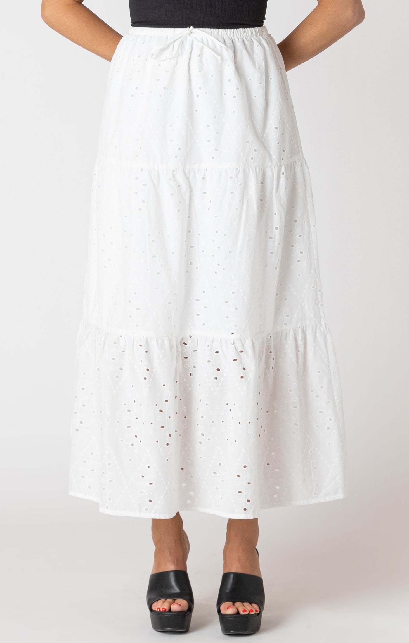 Room 34 Embroidered Eyelet Maxi Skirt